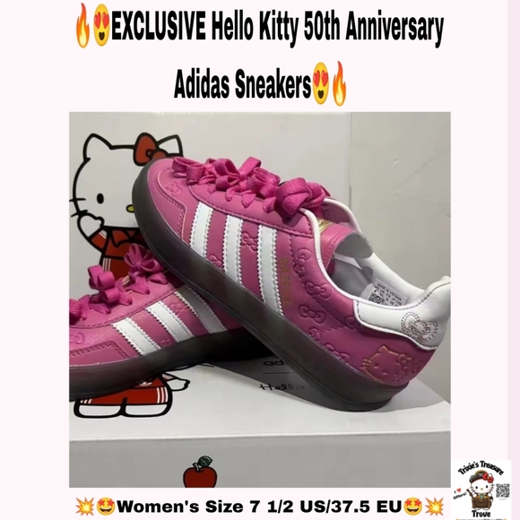 Hello Kitty Shoes - EXCLUSIVE - Hello Kitty 50th Anniversary Women's Adidas Sneakers - (7 1/2 US)